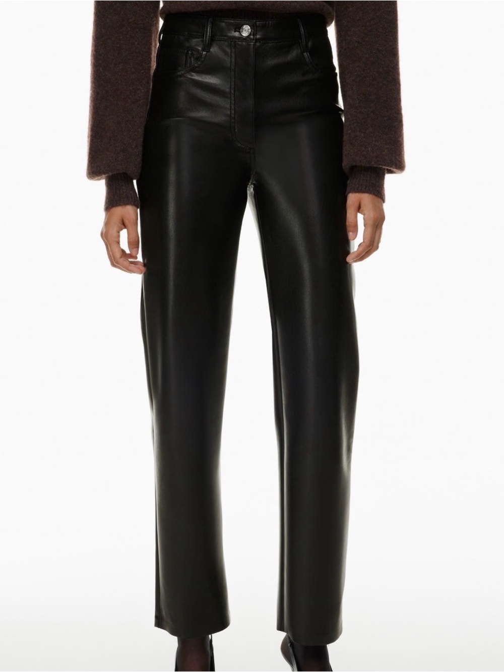 Aritzia MILENA Black Faux Leather Skinny Pants
